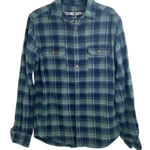 Target Mossimo Green Plaid Button Down Shirt Unisex Size Medium Cotton